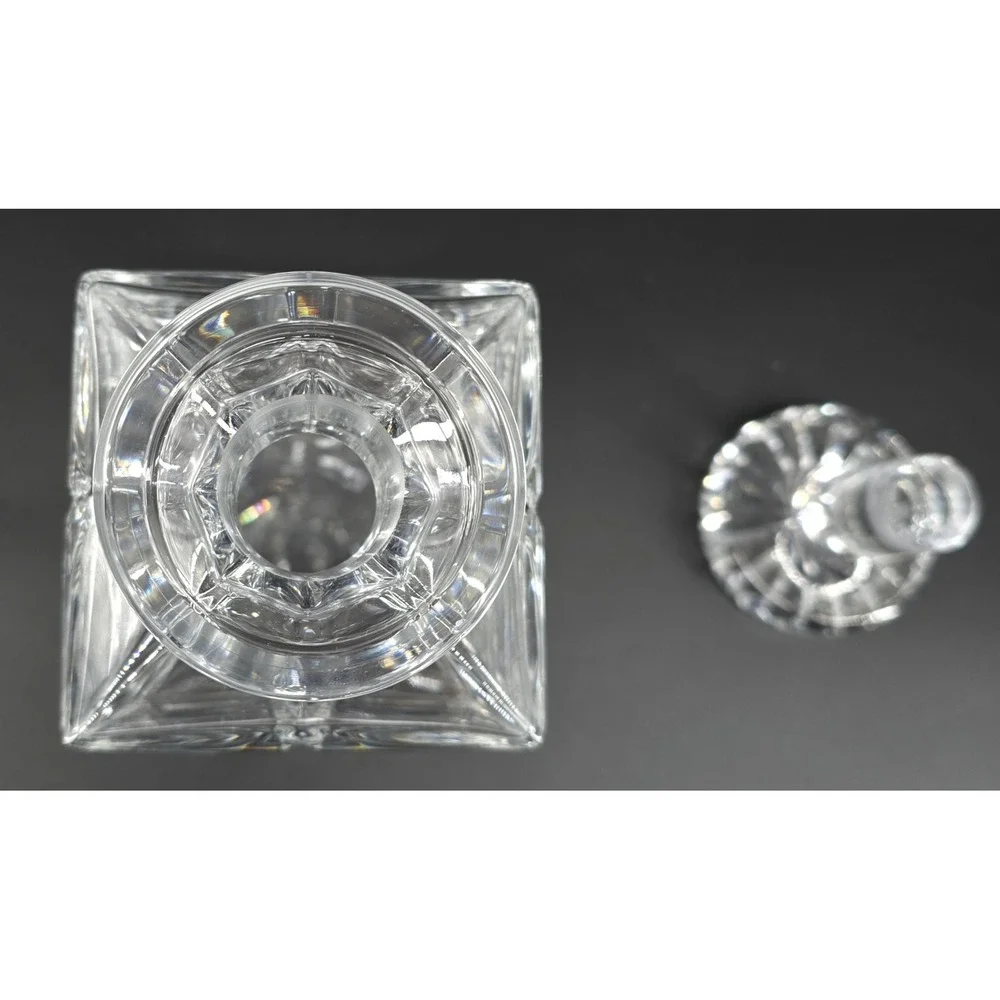 Vintage German Heavy Crystal Whiskey Decanter Square‎ Grids w/ Stopper 3.5x9.5